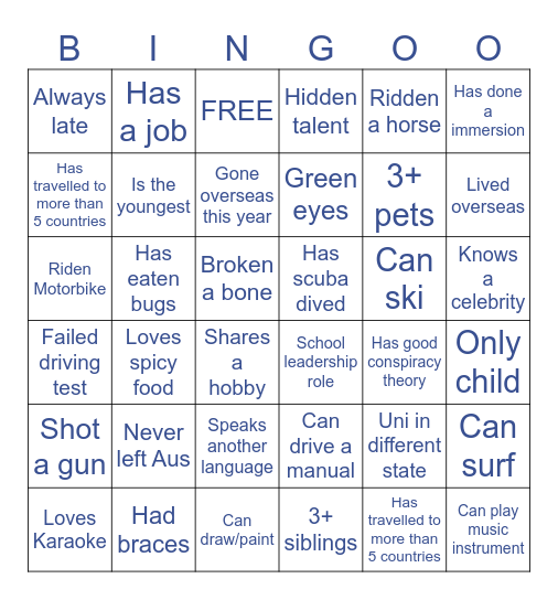Gerroa Bingo Card