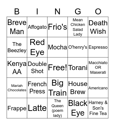 Jolted Bingo Card