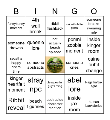 TADC ep 7 Bingo Card