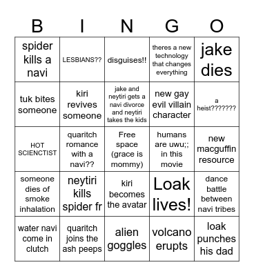 Avatar Bingo Card
