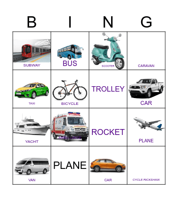 TRANSPORTATION Bingo Card