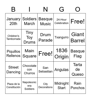 La Tamborrada Bingo Card
