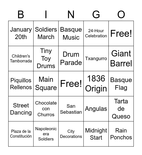 La Tamborrada Bingo Card