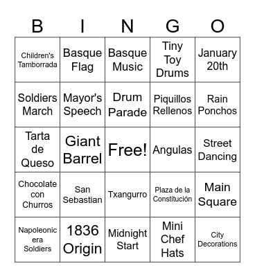 La Tamborrada Bingo Card