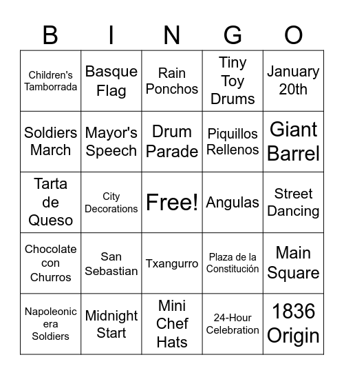 La Tamborrada Bingo Card