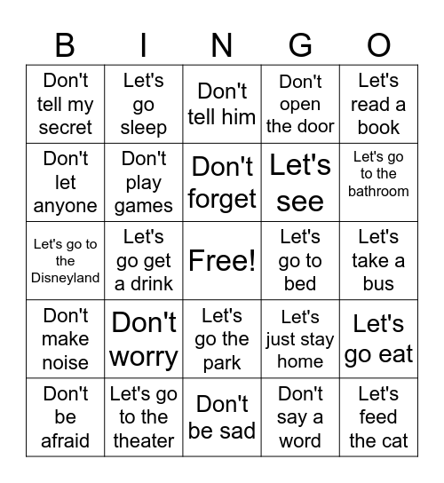 Don't's and Let's's Bingo Card