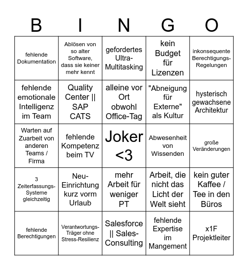 Arbeits-BS-Bingo Card