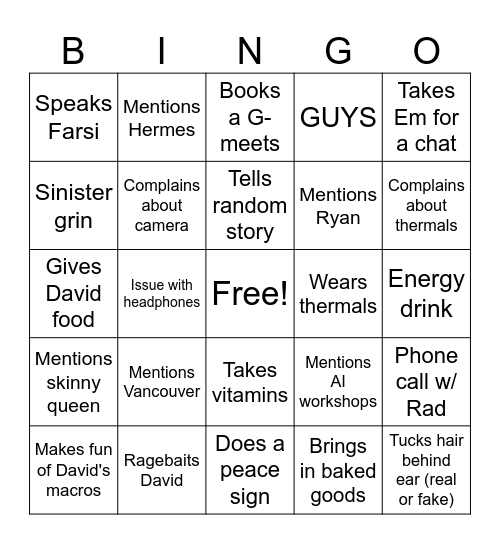 Ari's Bingo Card