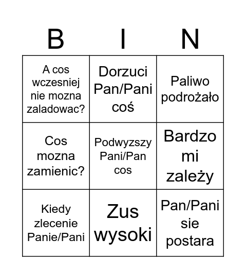 Jerzy Nowicki Bingo Card