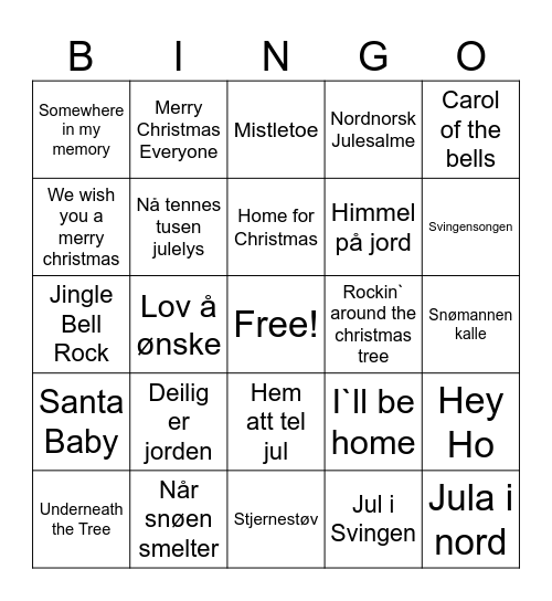 Julebingo Card