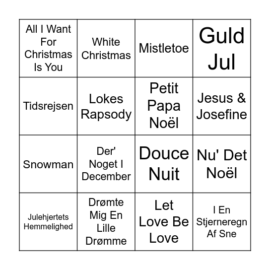 Le Bingo Card