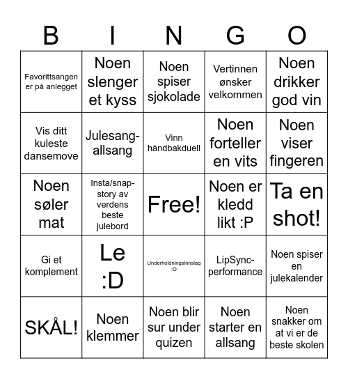 VERDENS BESTE JULEBORDBINGO Card