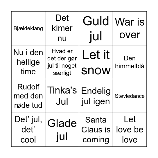 NE JULEBINGO Card