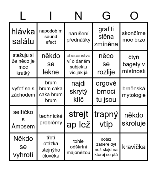 Monisterstvo dopravy Bingo Card