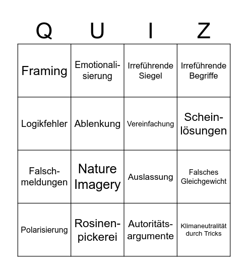 Strategien Bingo Card