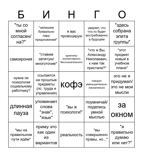 Францев БИНГО Bingo Card