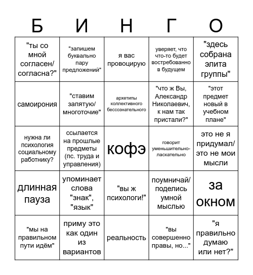 Францев БИНГО Bingo Card