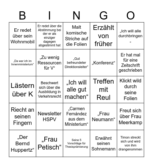 Schlafstein Bingo Card