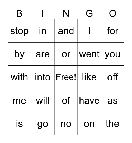 Red Word Bingo Card