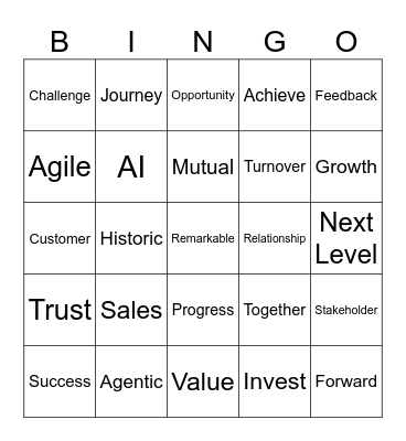 CEO Update Bingo Card