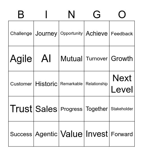 CEO Update Bingo Card