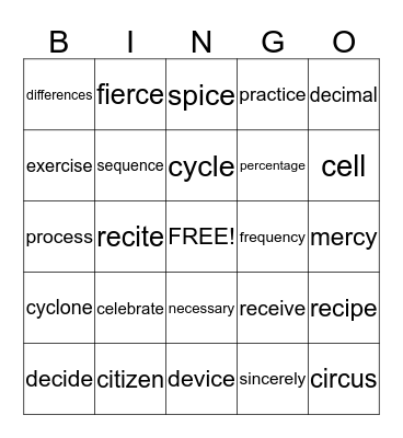 SOFT c Bingo Card