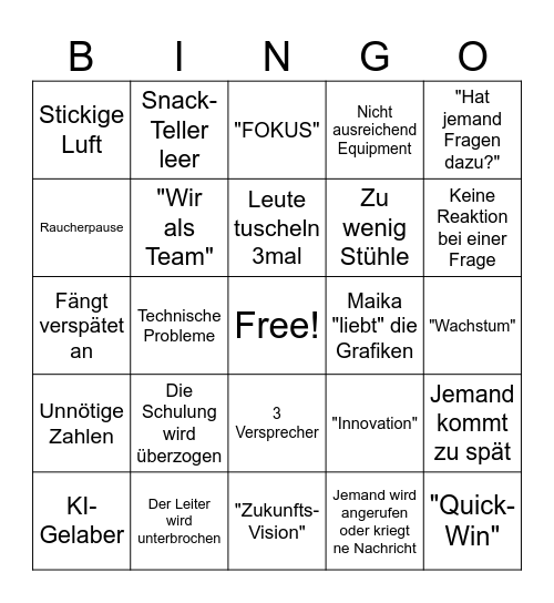 GB Meeting Bingo Card