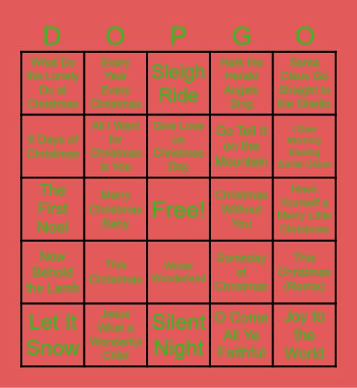 DOP HOLIDAY SOIRÉE Bingo Card