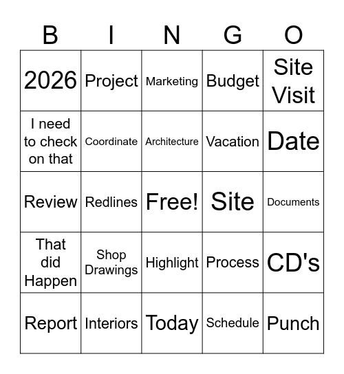 Studio Meeting Bingo Card