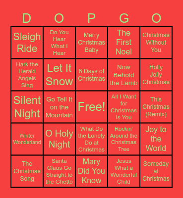 DOP CHRISTMAS SOIRÉE Bingo Card