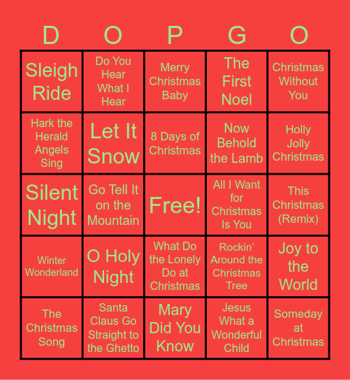 DOP CHRISTMAS SOIRÉE Bingo Card