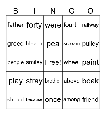 84-85 & Heart Words Bingo Card