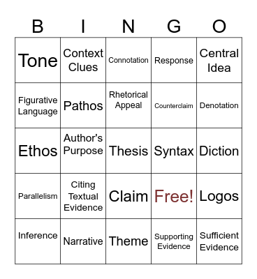 MCAP Bingo Card