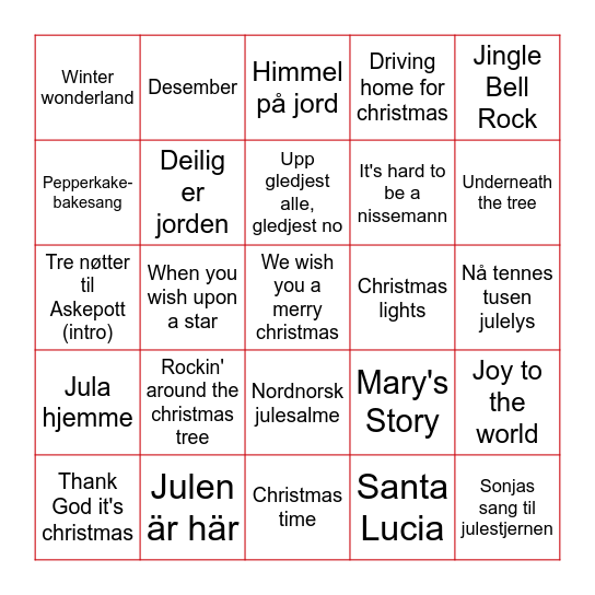JULEBINGO 2025 Bingo Card
