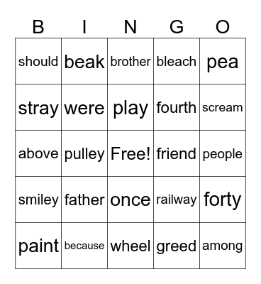 84-85 #2 + Heart Words Bingo Card