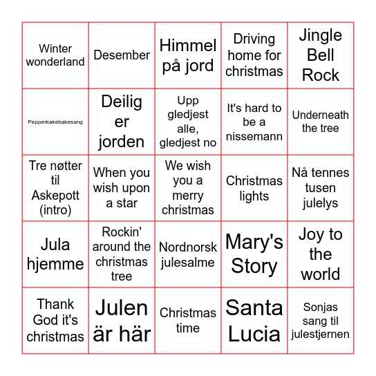 JULEBINGO 2025 Bingo Card