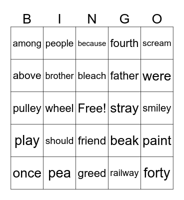 84-85 & Heart Words Bingo Card