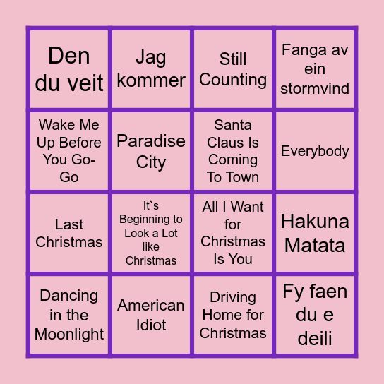 Bjære Farneskole - Bule Jingo Bingo Card
