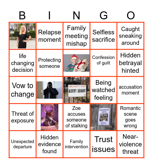 Eastenders bingo Card