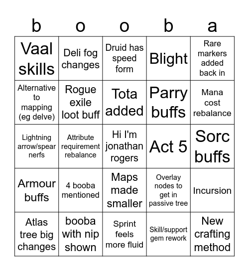 Alex Bingo Card