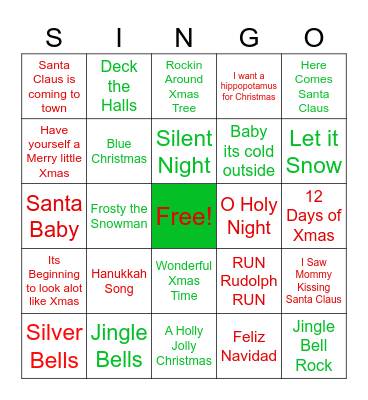 HOLIDAY Bingo Card
