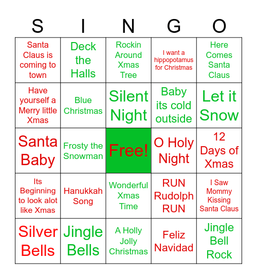 HOLIDAY Bingo Card