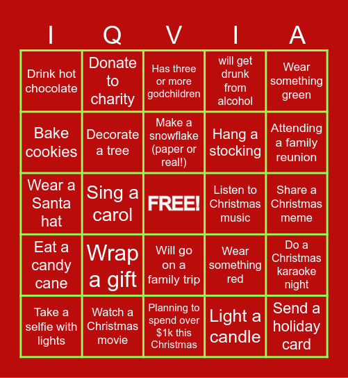 AC'S CHRISTMAS BINGO Card