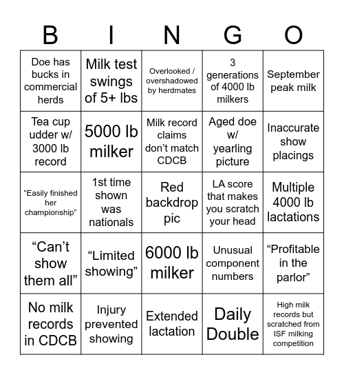 Daily Feature Bingo Card