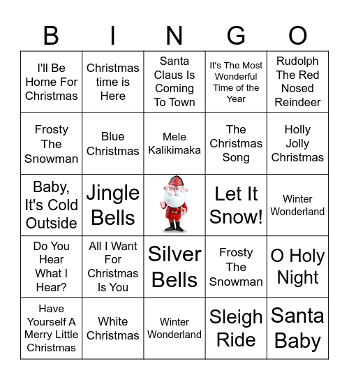 Christmas Songs  Bingo Card