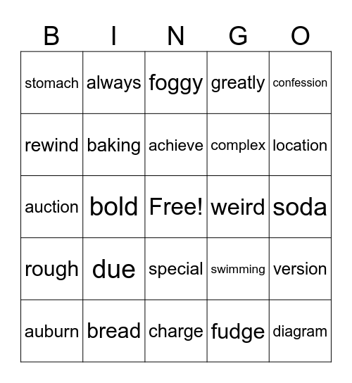 Review for MC 4.44 Bingo Card