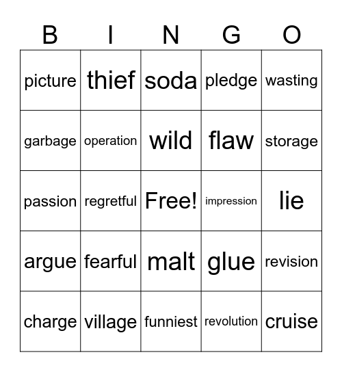 Review for MC 4.37 Bingo Card