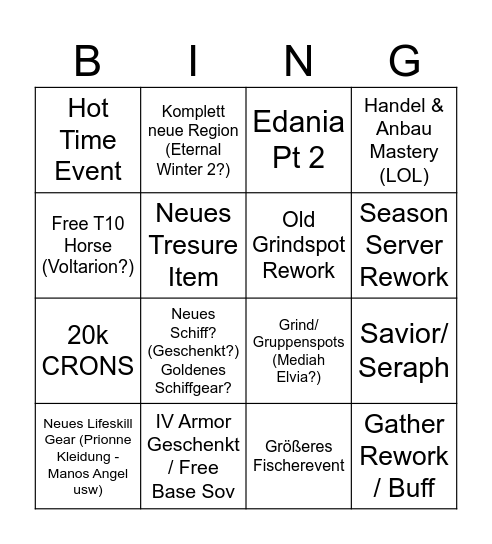 Calpheon-Ball Bingo Card