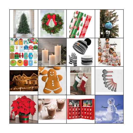 Holiday Item Bingo Card