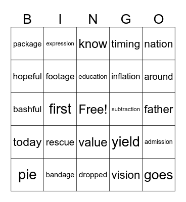 Review for MC 4.25 Bingo Card